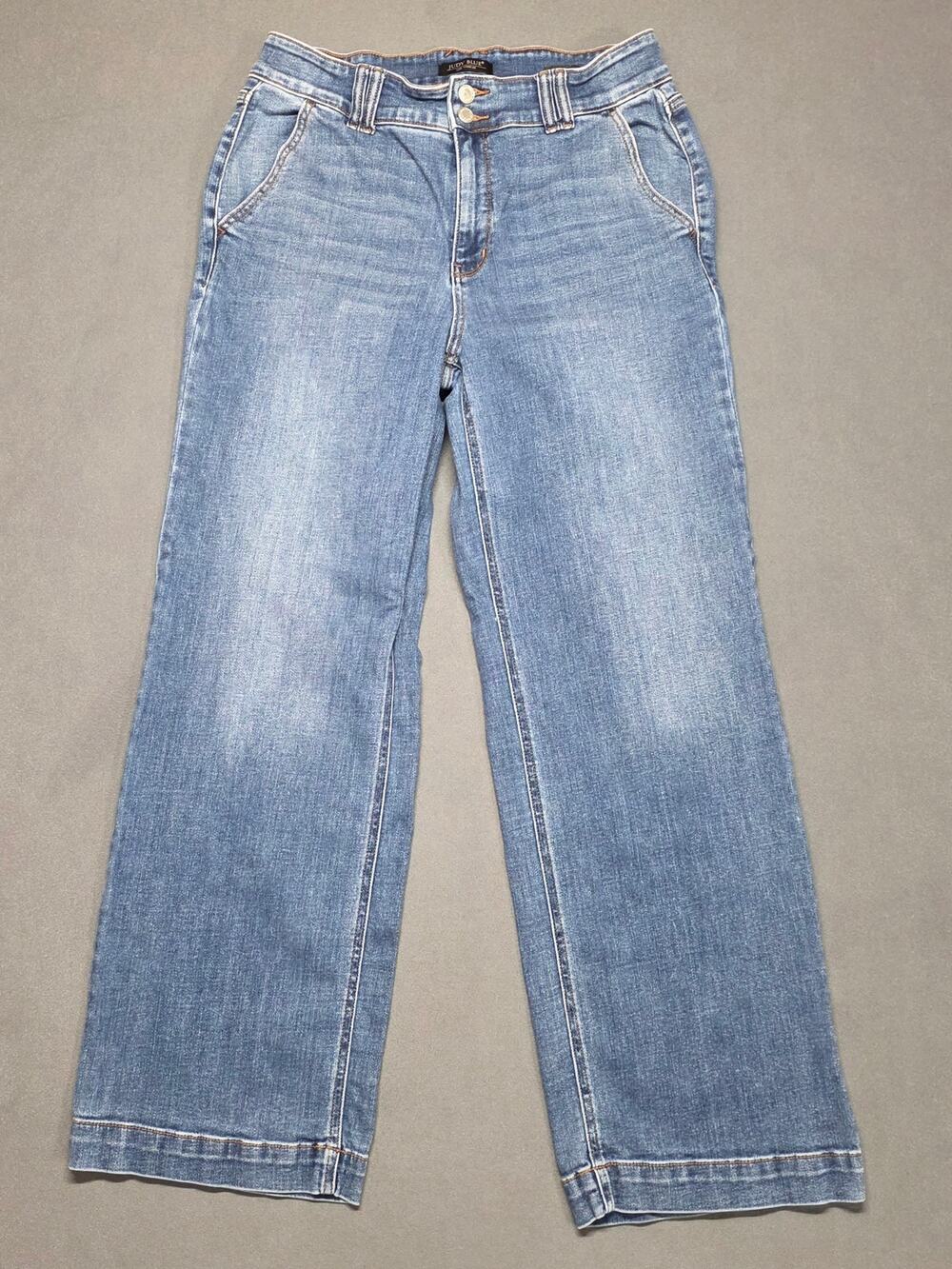 Judy Blue Jeans Womens 15/32 Blue Denim Wide Leg Medium Wash Stretchy Boho
